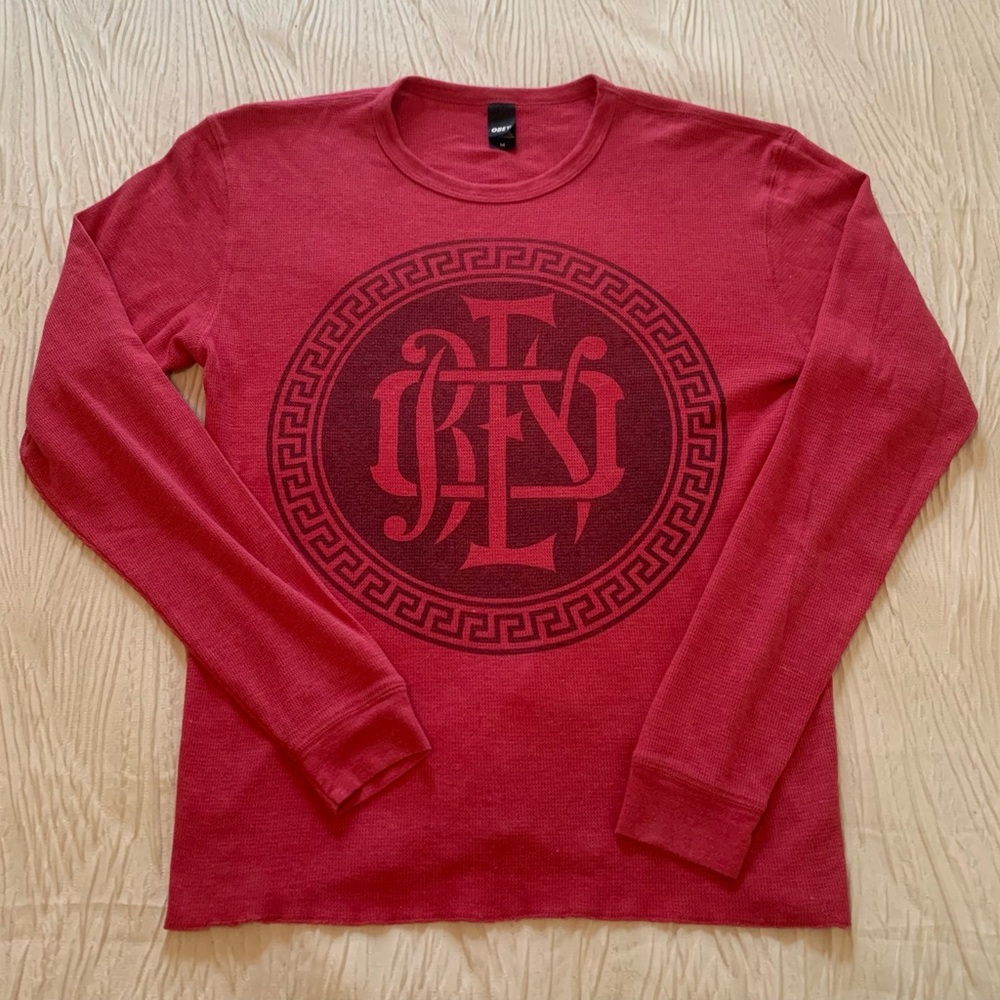 Obey Rune design long sleeve thermal tee, made in USA